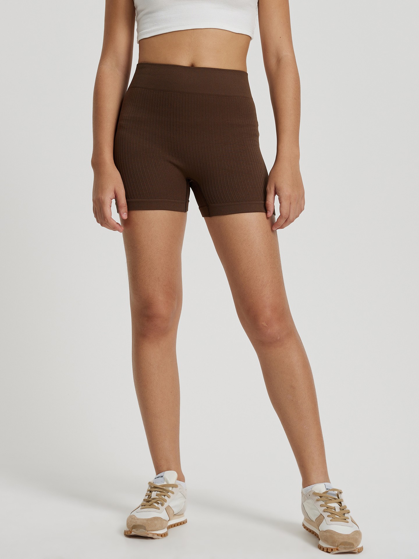 Shorts de ginástica curto cintura baixo de nylon, Urbanic