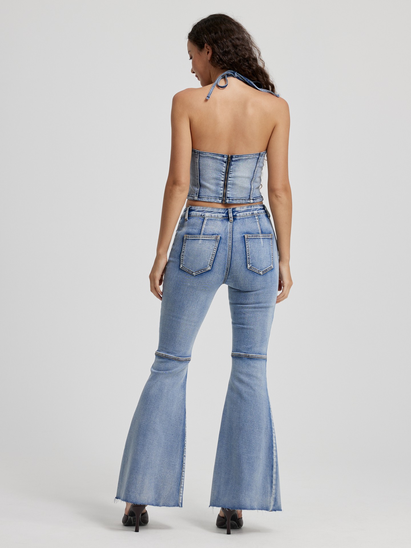 Calça jeans de perna boca de sino e cintura baixa, Urbanic