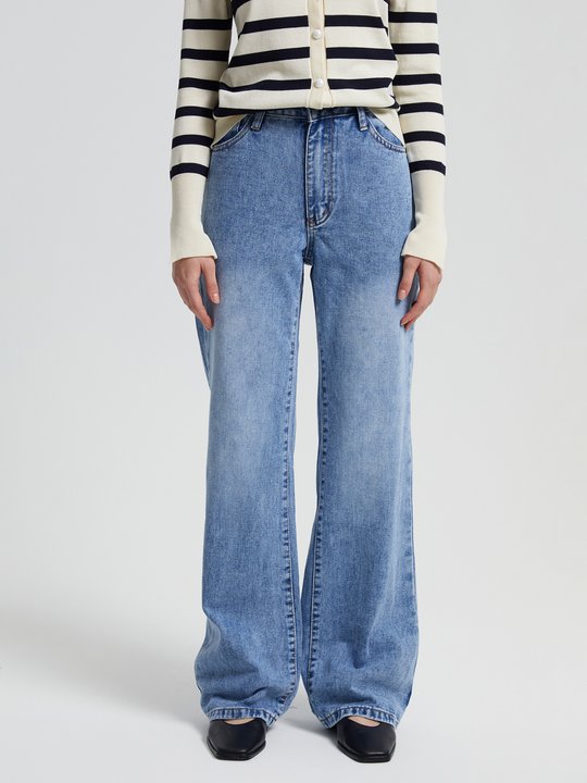 Jeans reto cintura alto de algodão, Urbanic