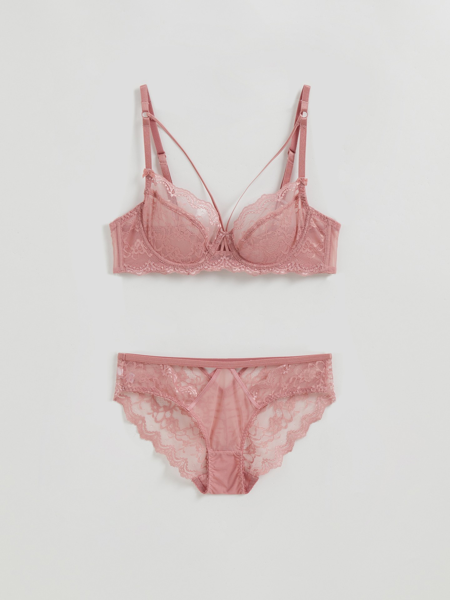 Conjunto de sutiã e calcinha de nylon lace up, Urbanic