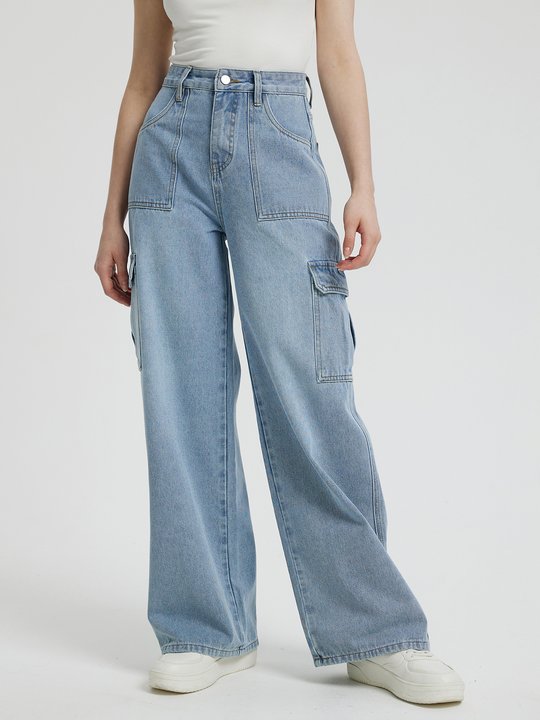 Jeans de perna larga na altura do meio da cintura, Urbanic