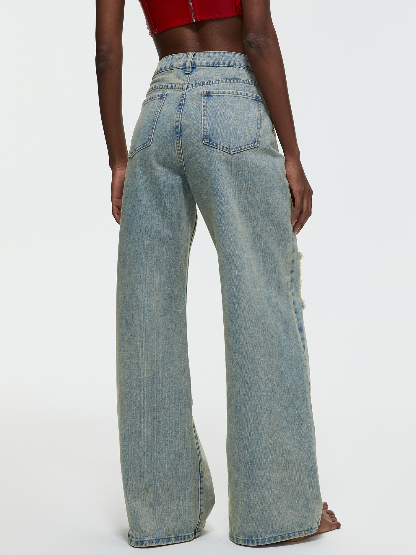 Calça Jeans Perna Larga fashion Rasgado casual cintura alta - Z Boutique  Oficial Moda OnLine